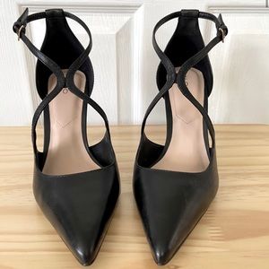 Aldo "Loverani" Black Leather Strappy Heel Pumps